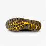 Dewalt NEWARK Mens Boots Black bottom view showing rubber sole with yellow accents and traction design.
