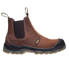 Dewalt NITROGEN Mens Boots Brown side view, leather upper, rubber sole, comfort features, ankle height, pull-on style