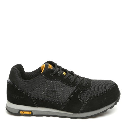 Dewalt SARASOTA Mens Trainers Black side view with suede leather upper and rubber sole.