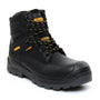 Dewalt SPRINGFIELD Mens Boots Black side view featuring lace-up style, leather upper and slip-resistant rubber sole.