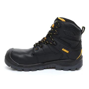 Dewalt SPRINGFIELD Mens Boots Black side view featuring leather upper, rubber sole, and lace-up closure.
