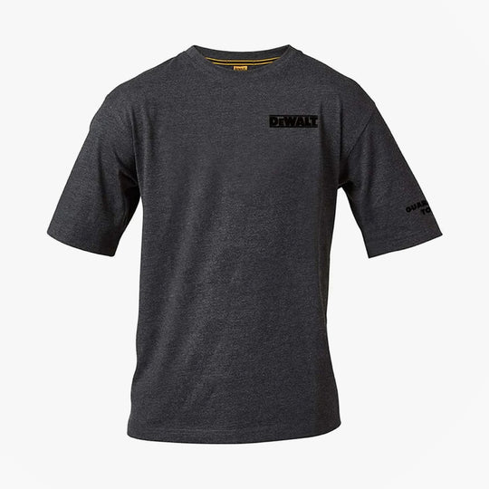 Dewalt TYPHOON Mens T Shirt Grey front view showcasing printed DeWalt chest branding in a regular fit.