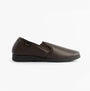 Dr Keller CHRISTOF Mens Slippers Brown side view showing slip-on design and round toe shape.