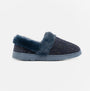 Dr Keller AVON Womens Full Slippers Navy side view with faux fur lining and lightweight synthetic sole.