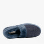 Dr Keller AVON Womens Full Slippers Navy side view featuring textile upper and faux fur lining.
