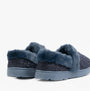 Dr Keller AVON Womens Full Slippers Navy rear view showcasing faux fur lining and textile upper detail.