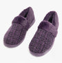 Dr Keller AVON Womens Slippers Purple, front view showing textile upper and faux fur lining, comfort and slip-on style.