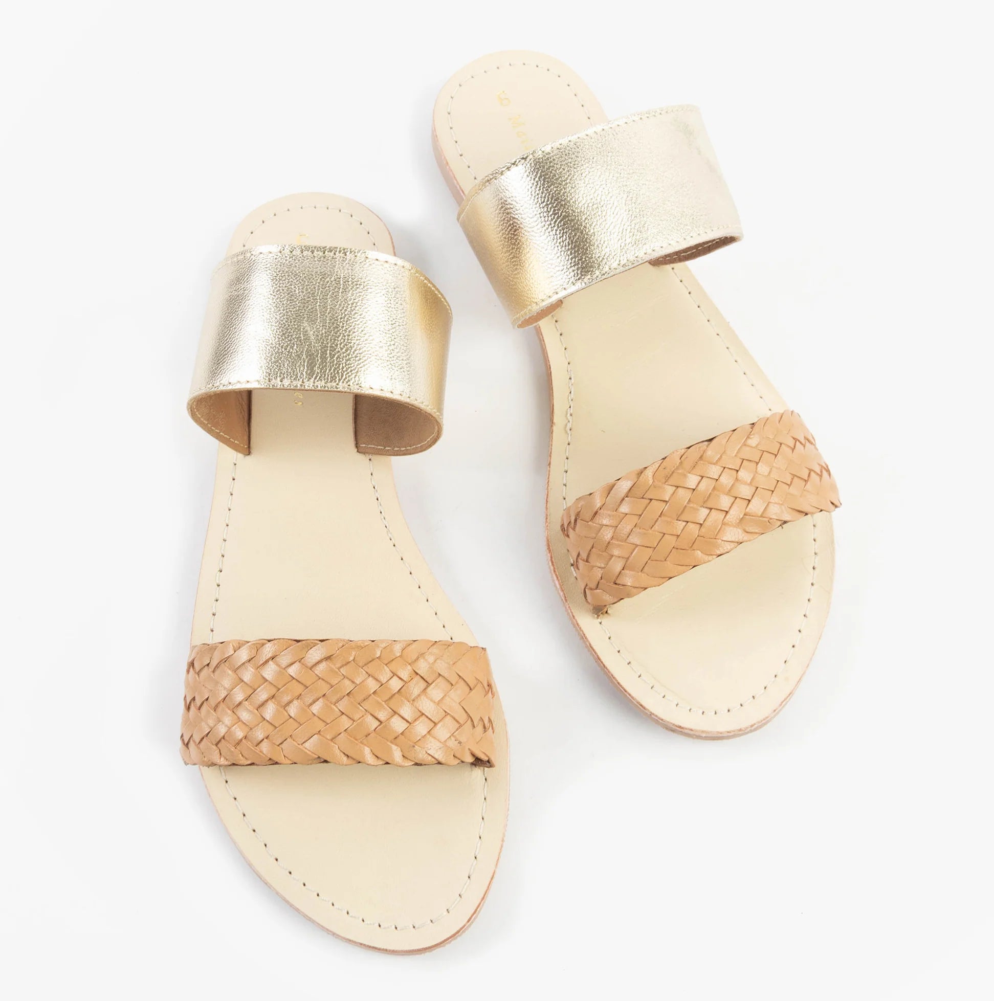 Dr Keller AMELIA Womens Sandals Gold top view showing synthetic and woven straps