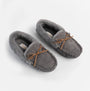 Dr Keller VANESSA Womens Slippers Grey top view with faux fur lining and bow detail, slip-on moccasin style