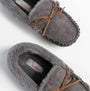 Dr Keller VANESSA Womens Slippers Grey top view showing faux fur lining and slip-on design.