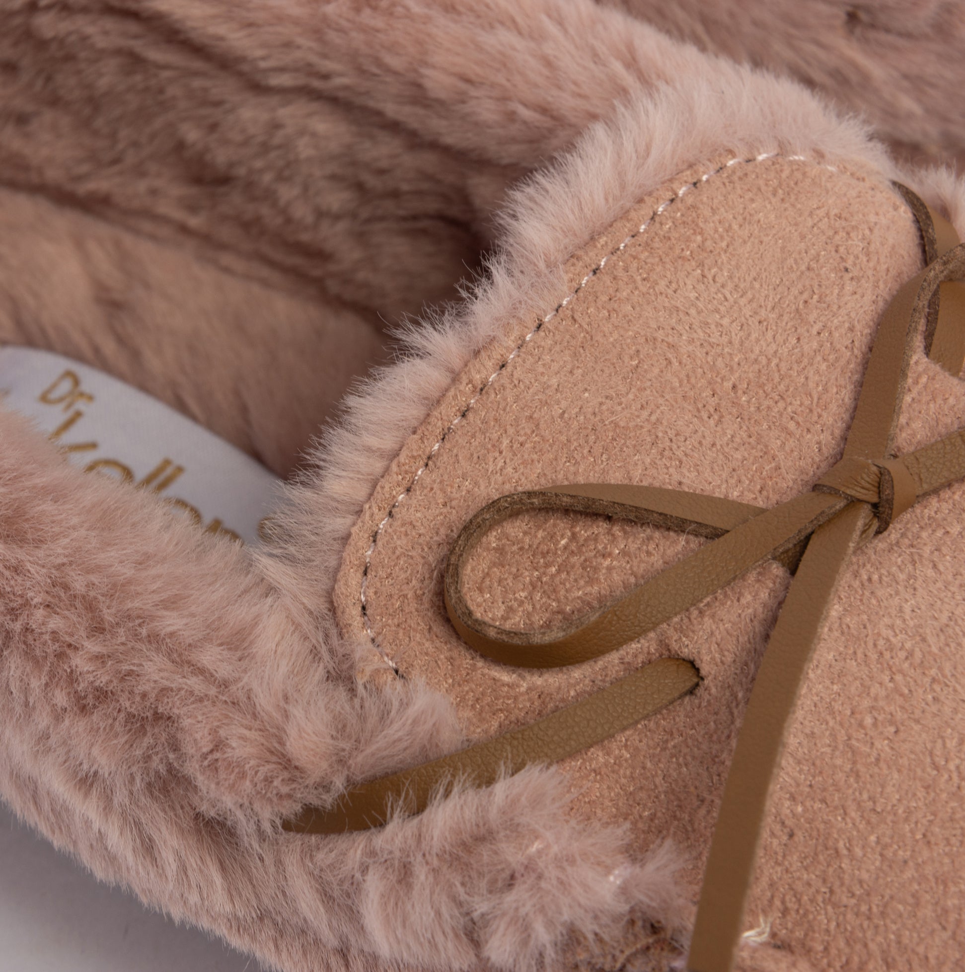 Dr Keller VANESSA Womens Slippers Pink detail view showcasing soft faux fur lining and slip-on design.