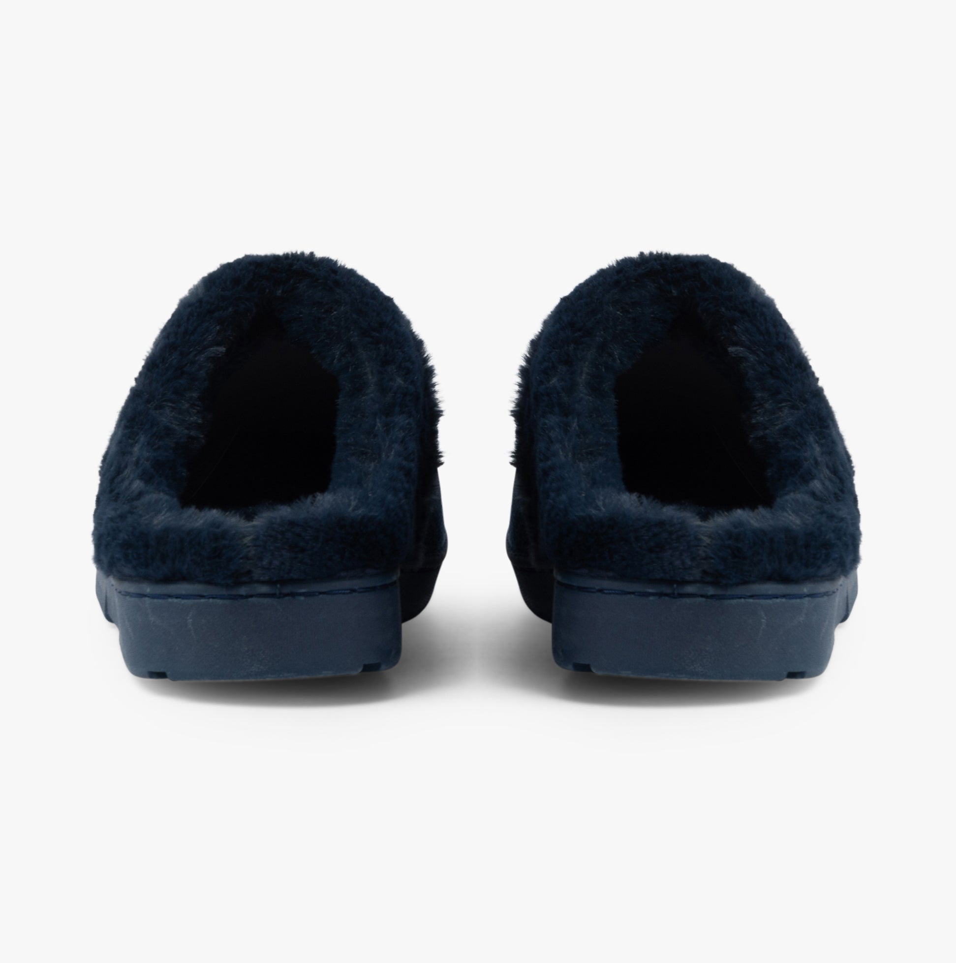 Dr Keller JUSTINE Womens Slippers Navy rear view with soft textile lining and rubber sole.