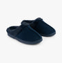 Dr Keller JUSTINE Womens Slippers Navy side view, showing soft textile upper and rubber sole.