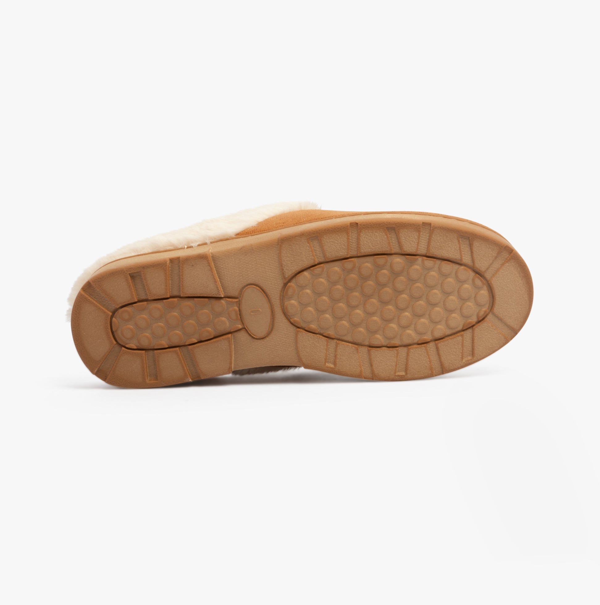 Dr Keller JUSTINE Womens Slippers Tan bottom view with rubber sole showcasing traction design.