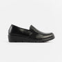 Dr Keller CATHY Womens Shoes Black side view showcasing the leather upper and wedge heel design.