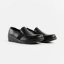 Dr Keller CATHY Womens Shoes Black side view, casual slip-on leather shoes with wedge heel.