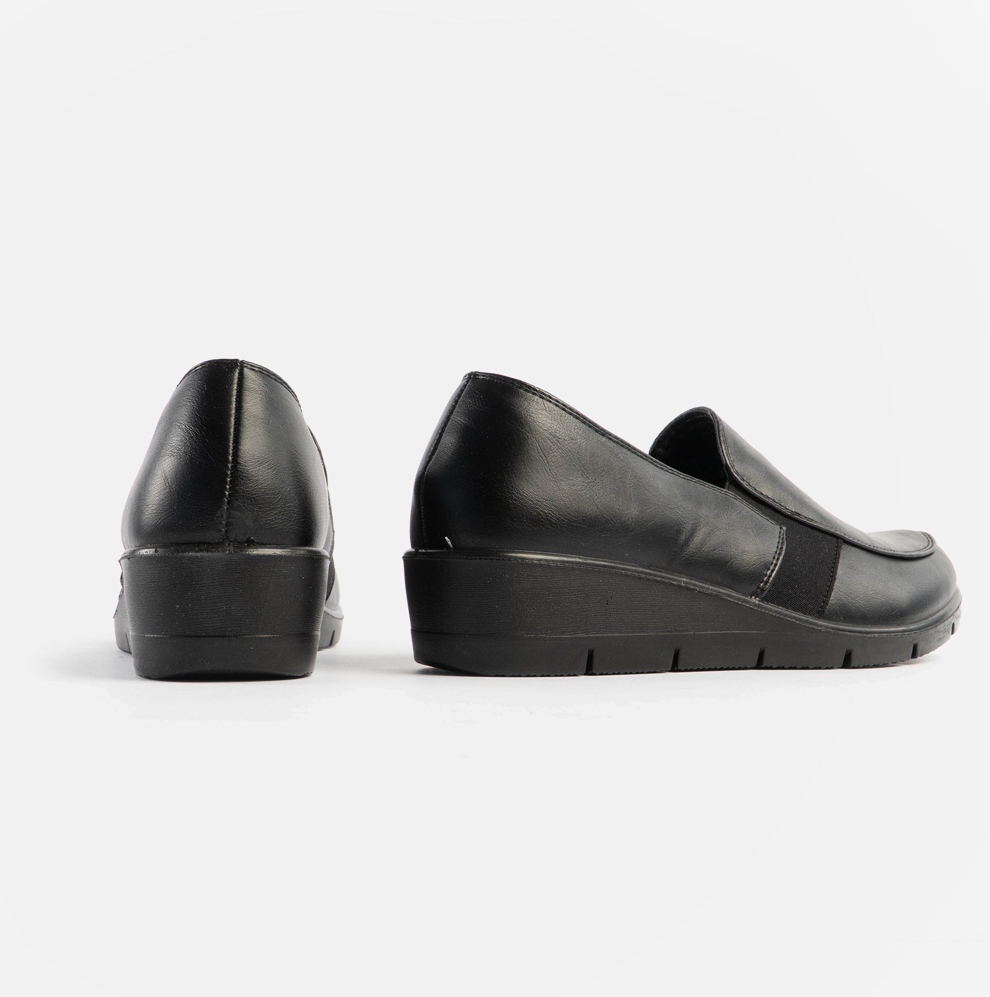 Dr Keller CATHY Womens Shoes Black back view showing sleek leather design and comfortable wedge sole
