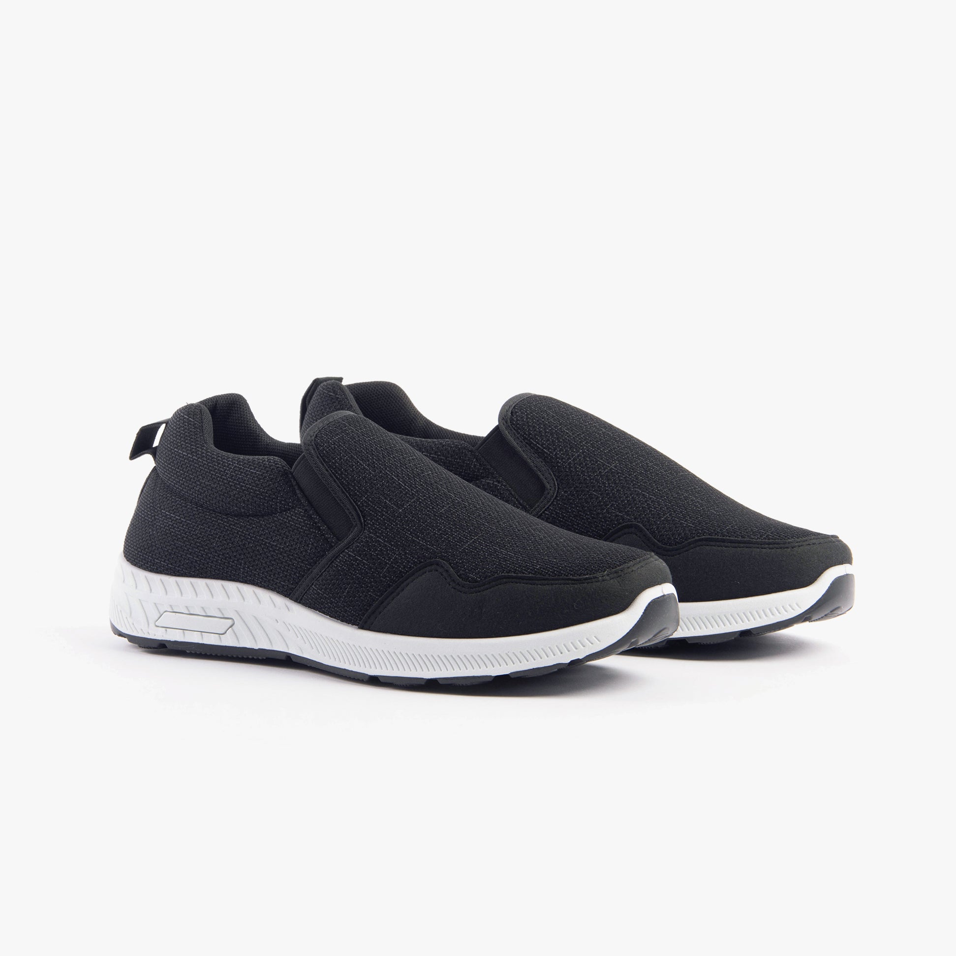 Dr Keller CRAIG Mens Wide-Fit Trainers Black side view showing breathable synthetic upper and low top design.