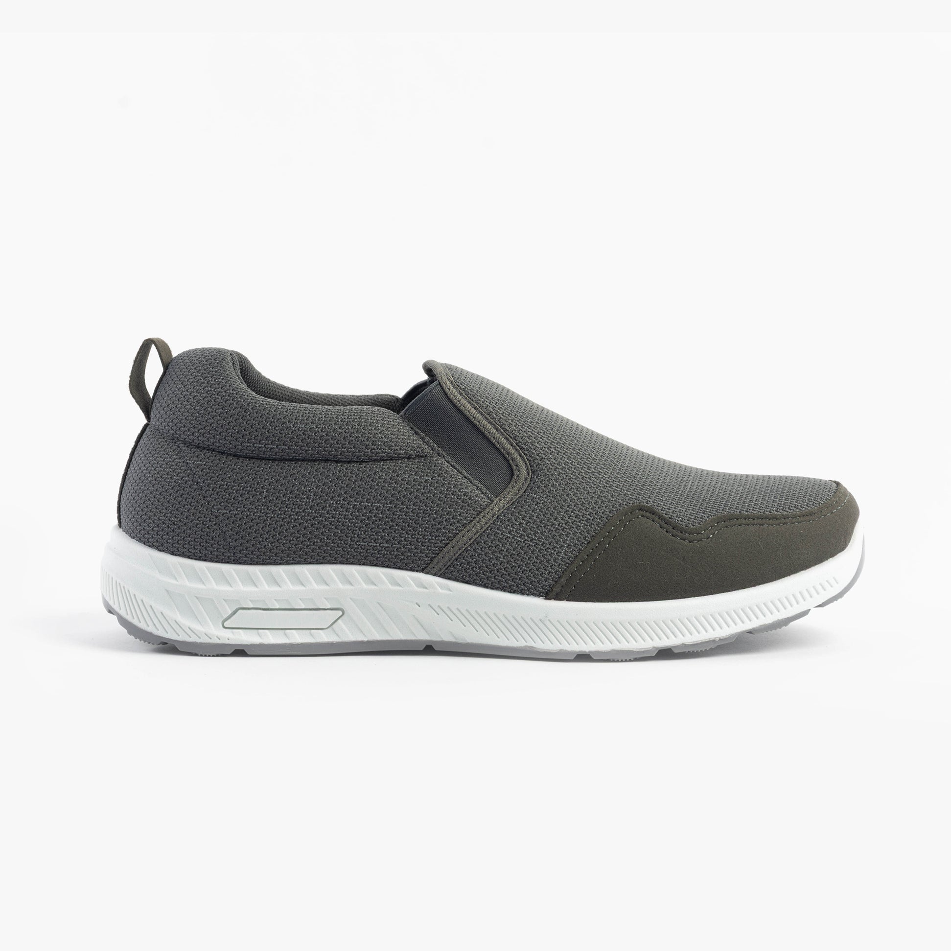 Dr Keller CRAIG Mens Wide-Fit Trainers Grey side view with slip-on design and rubber sole.