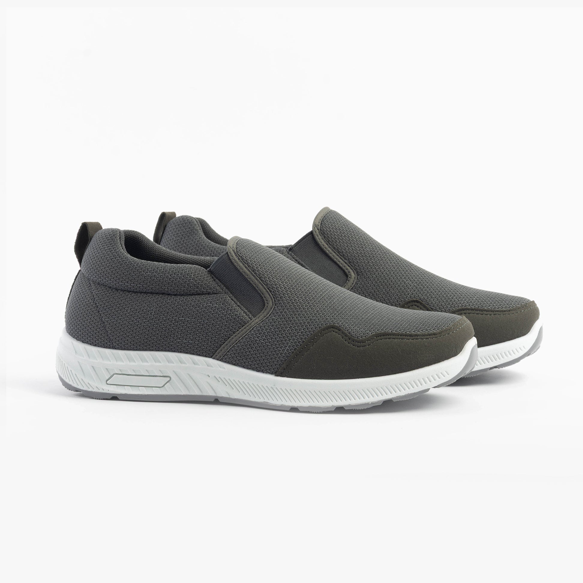 Dr Keller CRAIG Mens Wide-Fit Trainers Grey side view showing textile upper and rubber sole for comfort and breathability.