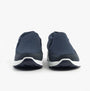 Dr Keller CRAIG Mens Wide-Fit Trainers Navy rear view, slip-on style, low-top shoe with synthetic upper.