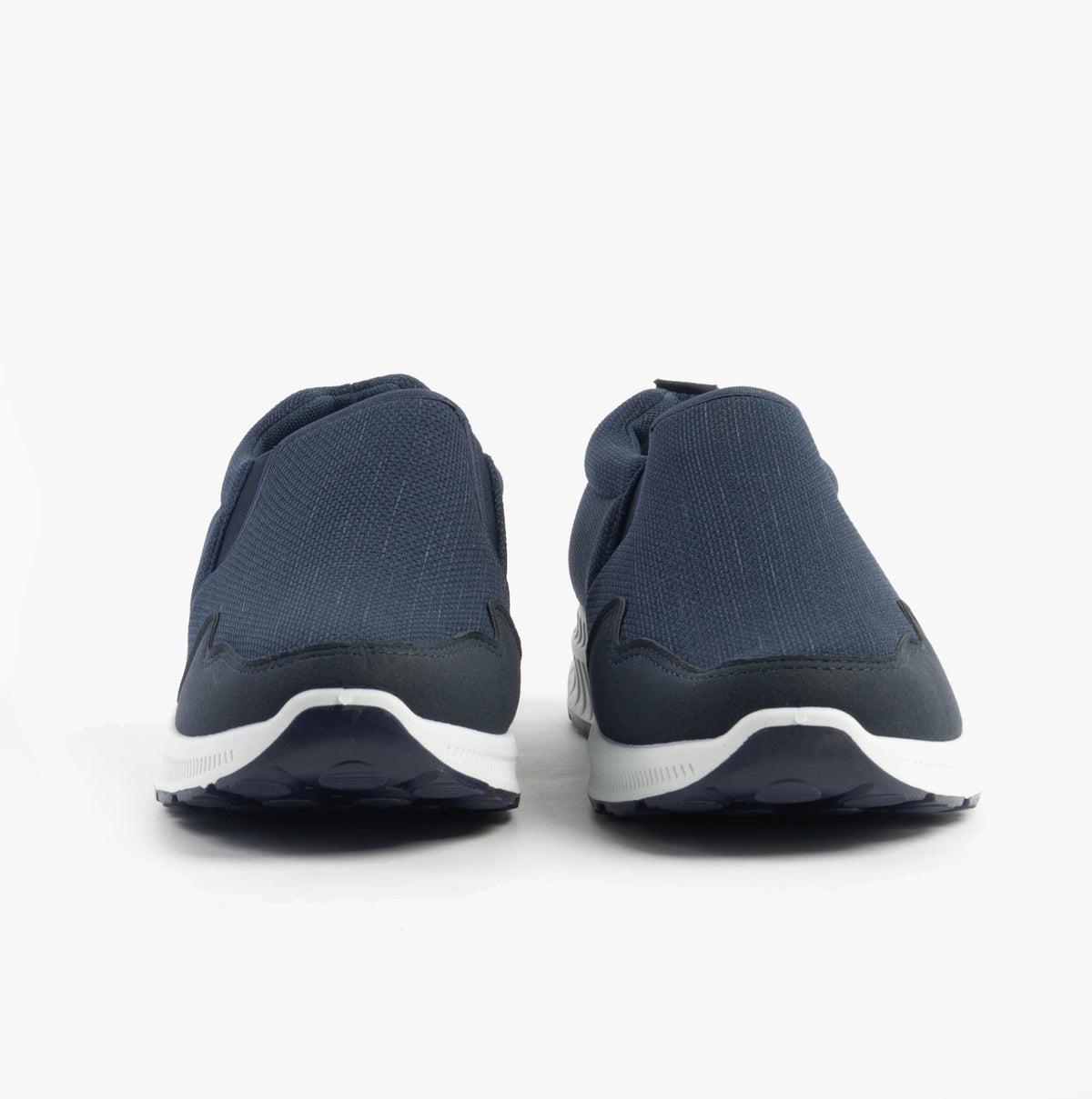 Dr Keller CRAIG Mens Wide-Fit Trainers Navy rear view, slip-on style, low-top shoe with synthetic upper.