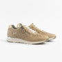 Dr Keller BARBARA Womens Trainers Beige side view showing lace-up and zipper details, and perforated upper.