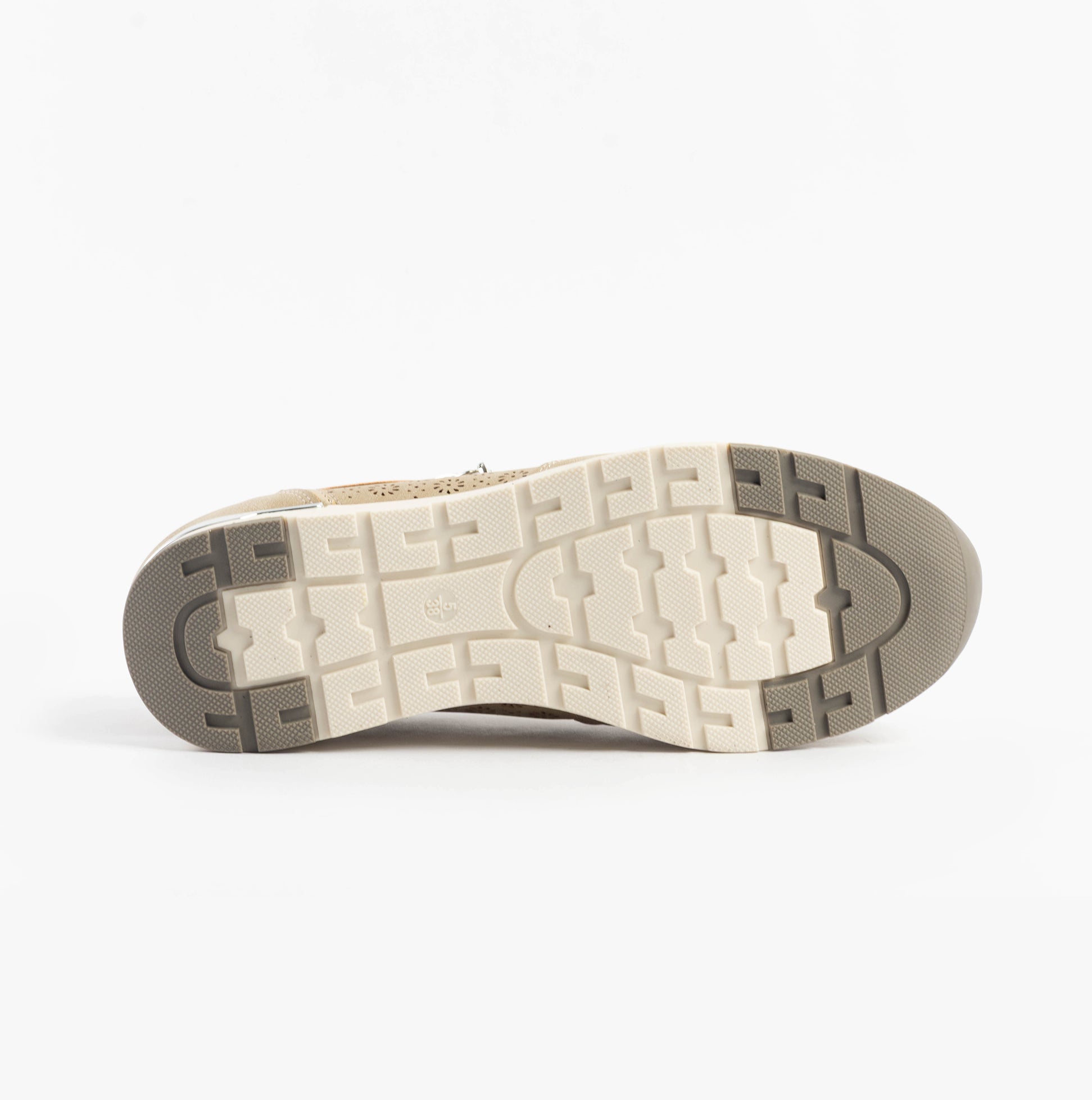 Dr Keller BARBARA Womens Trainers Beige bottom view showing rubber sole, designed for comfort and casual wear.