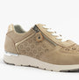 Dr Keller BARBARA Womens Trainers Beige side view showing lace-up and zip closure, perforated details and low top design.