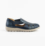 Dr Keller POLLY Womens Sandals Navy side view showcasing faux leather upper and comfort design.