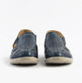 Dr Keller POLLY Womens Sandals Navy back view showing perforated faux leather design and slip-on style.