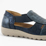 Dr Keller POLLY Womens Sandals Navy side view showcasing faux leather upper and slip-on design.
