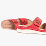 Dr Keller MOLLY Womens Sandals Red side view with floral design, showing suede upper and comfortable slip-on style.