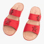 Dr Keller MOLLY Womens Sandals Red top view with floral accents and slip-on design.