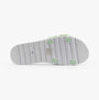 Dr Keller GLITZY Womens Slides Lime Green underview with textured rubber sole and embellishments.
