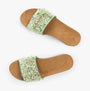 Dr Keller GLITZY Womens Slides Lime Green top view with floral embellishments on the strap.
