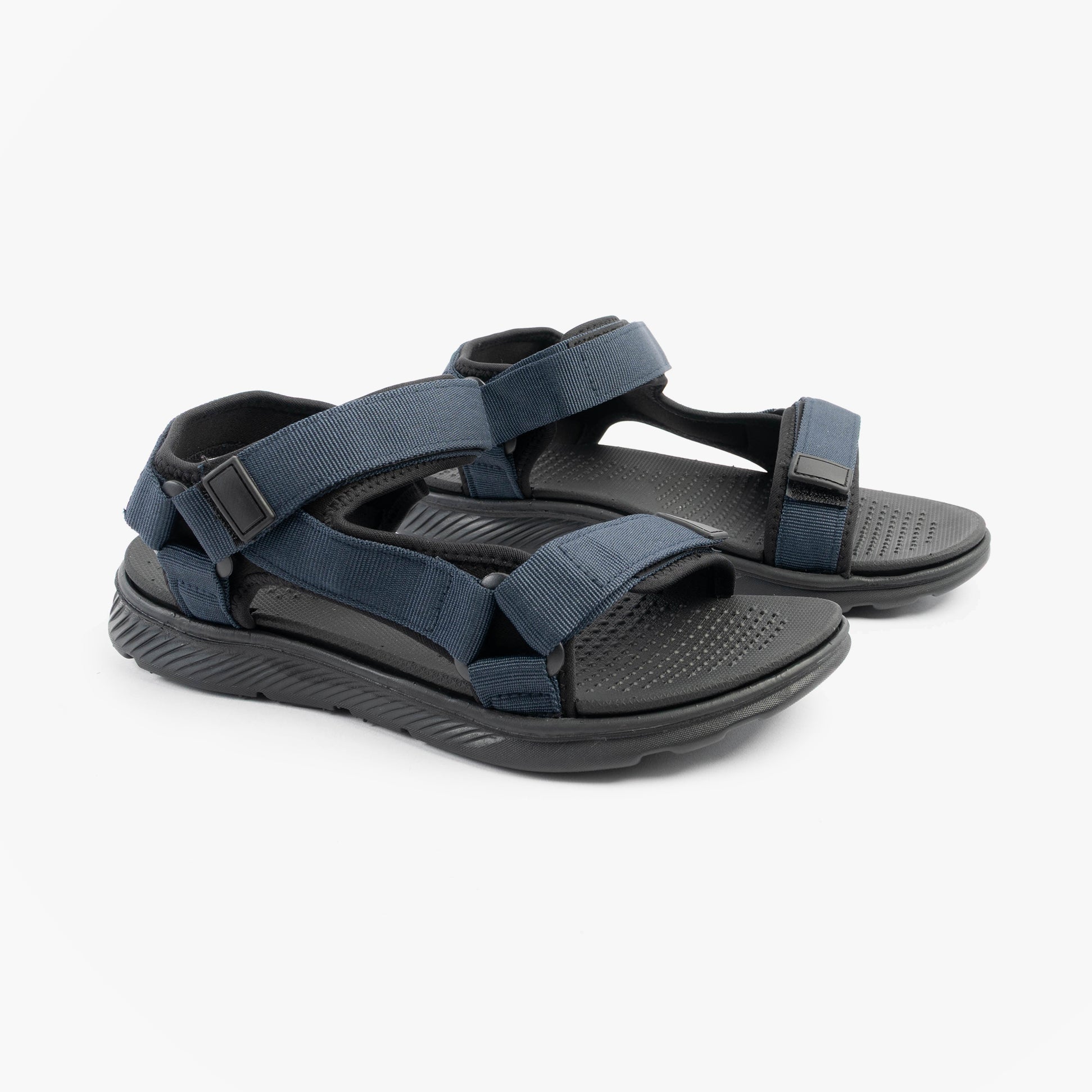 Dr Keller TREK Mens Sandals Navy side view showcasing textile upper and synthetic sole.