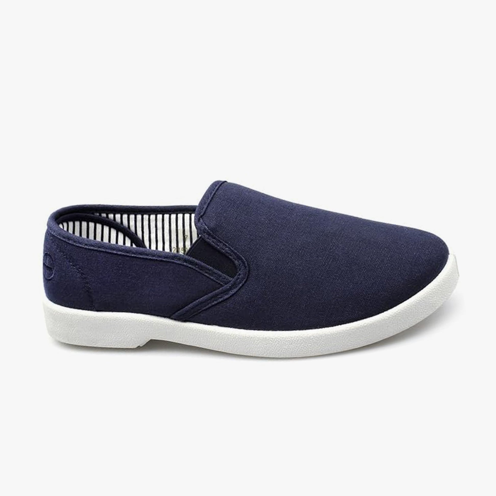 Dr Keller YACHT Mens Shoes Navy side view with a low top design and white sole, showcasing comfort and breathability.
