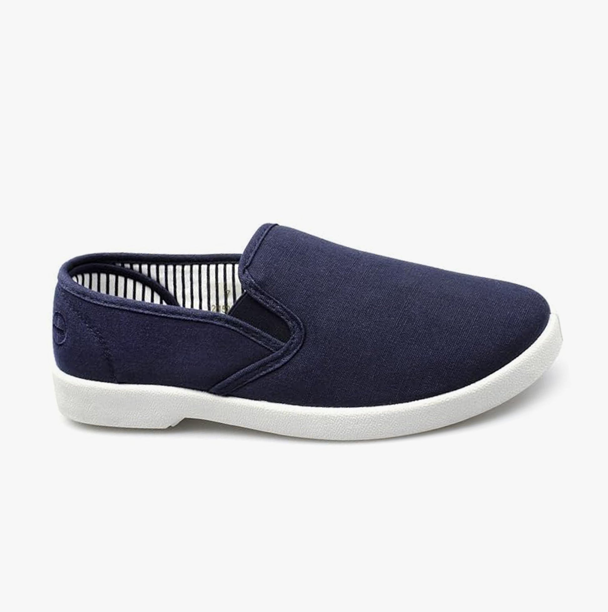 Dr Keller YACHT Mens Shoes Navy side view with a low top design and white sole, showcasing comfort and breathability.