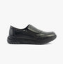 Dr Keller CHLOE Womens Shoes Black side view showcasing leather upper and touch fasten detail