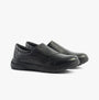 Dr Keller CHLOE Womens Shoes Black side view showcasing casual leather design and touch fasten closure.