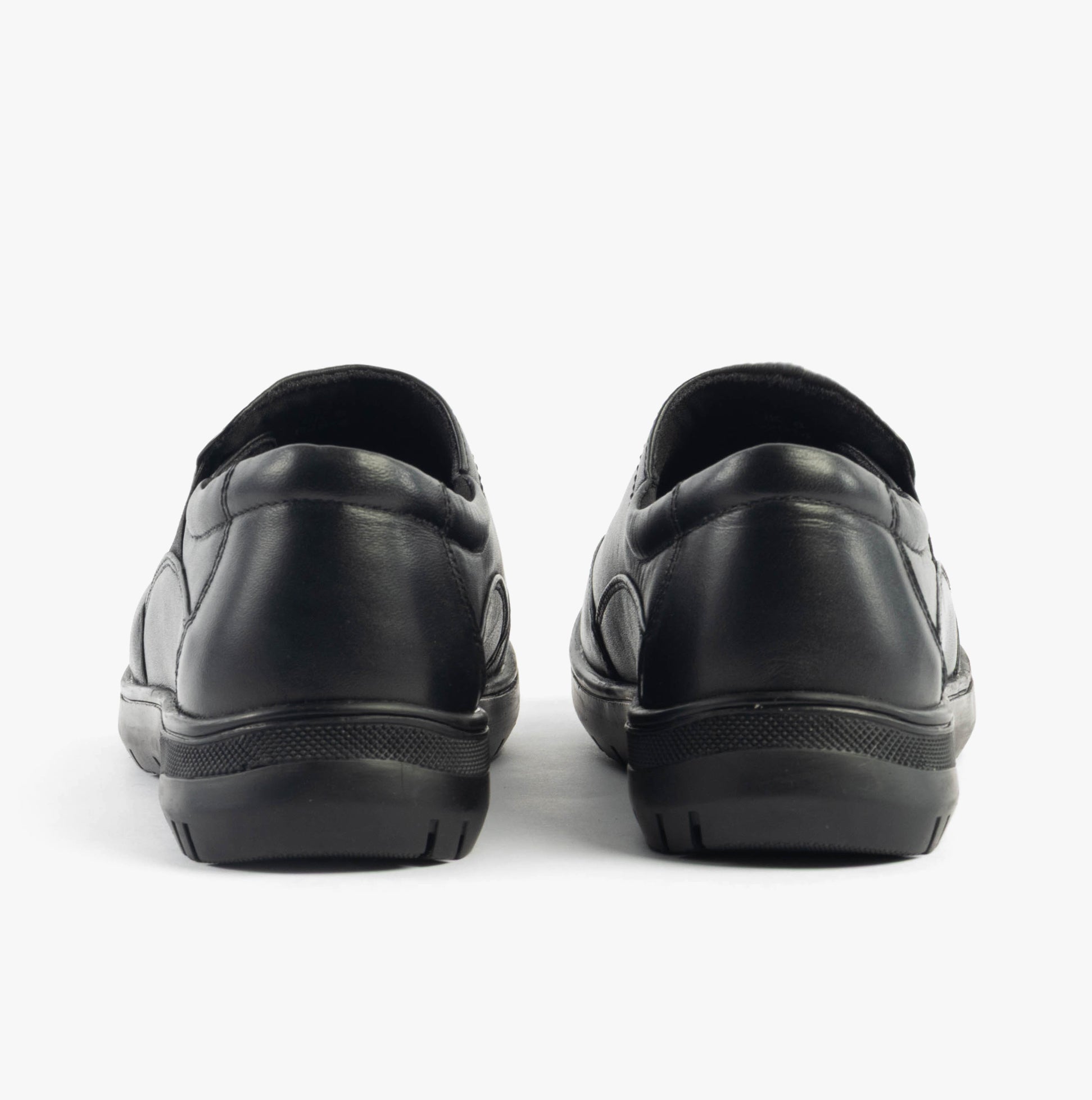 Dr Keller CHLOE Womens Shoes Black back view showcasing casual leather design with round toe and rubber sole.