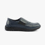 Dr Keller CHLOE Womens Shoes Navy side view showing casual leather design and touch fasten closure.