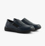 Dr Keller CHLOE Womens Shoes Navy side view showing casual leather design and touch fastening.