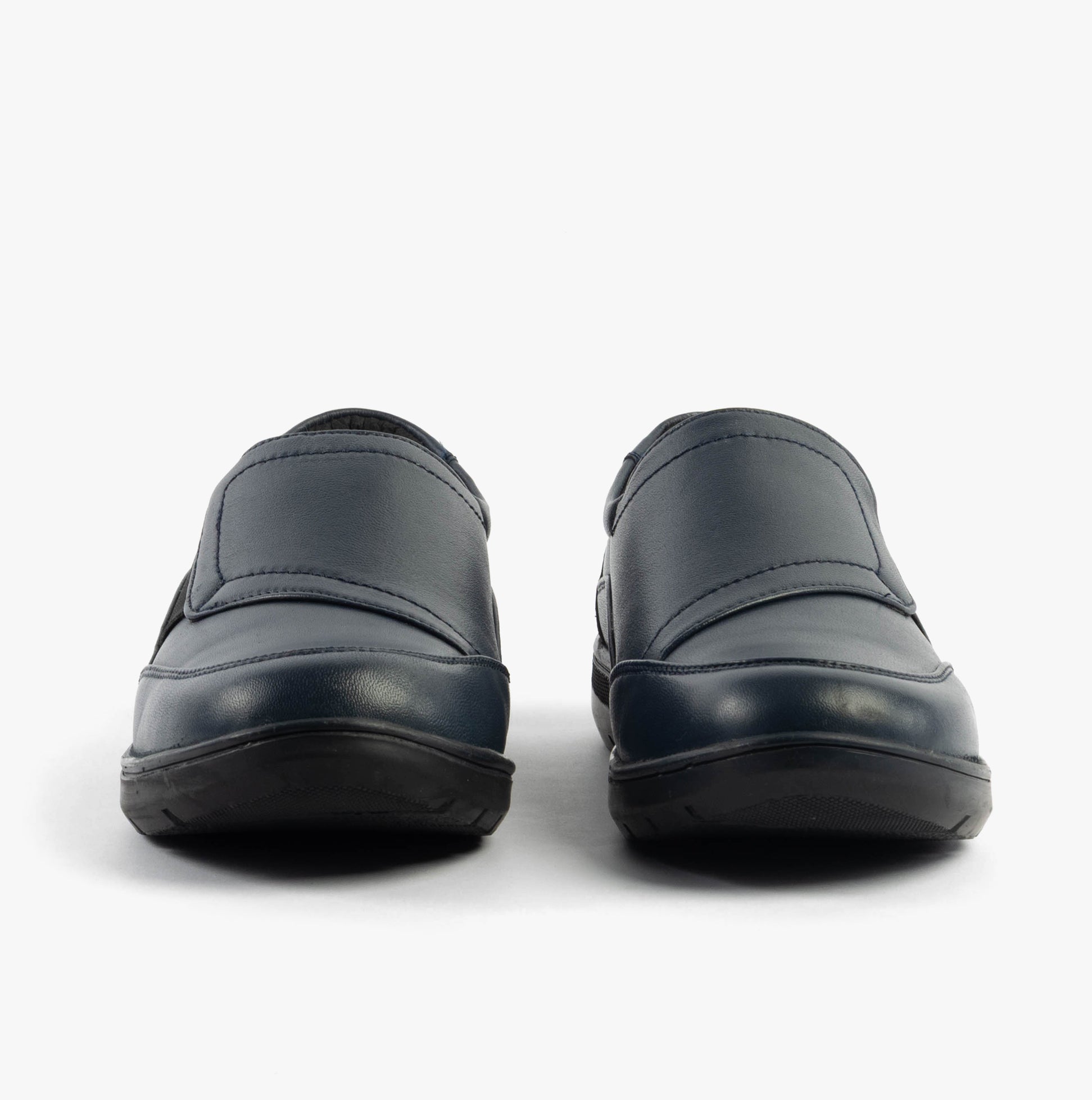 Dr Keller CHLOE Womens Shoes Navy front view showcasing casual leather design and touch fasten closure.