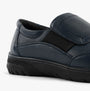 Dr Keller CHLOE Womens Shoes Navy side view showing the leather upper and rubber sole, featuring a touch fasten closure.