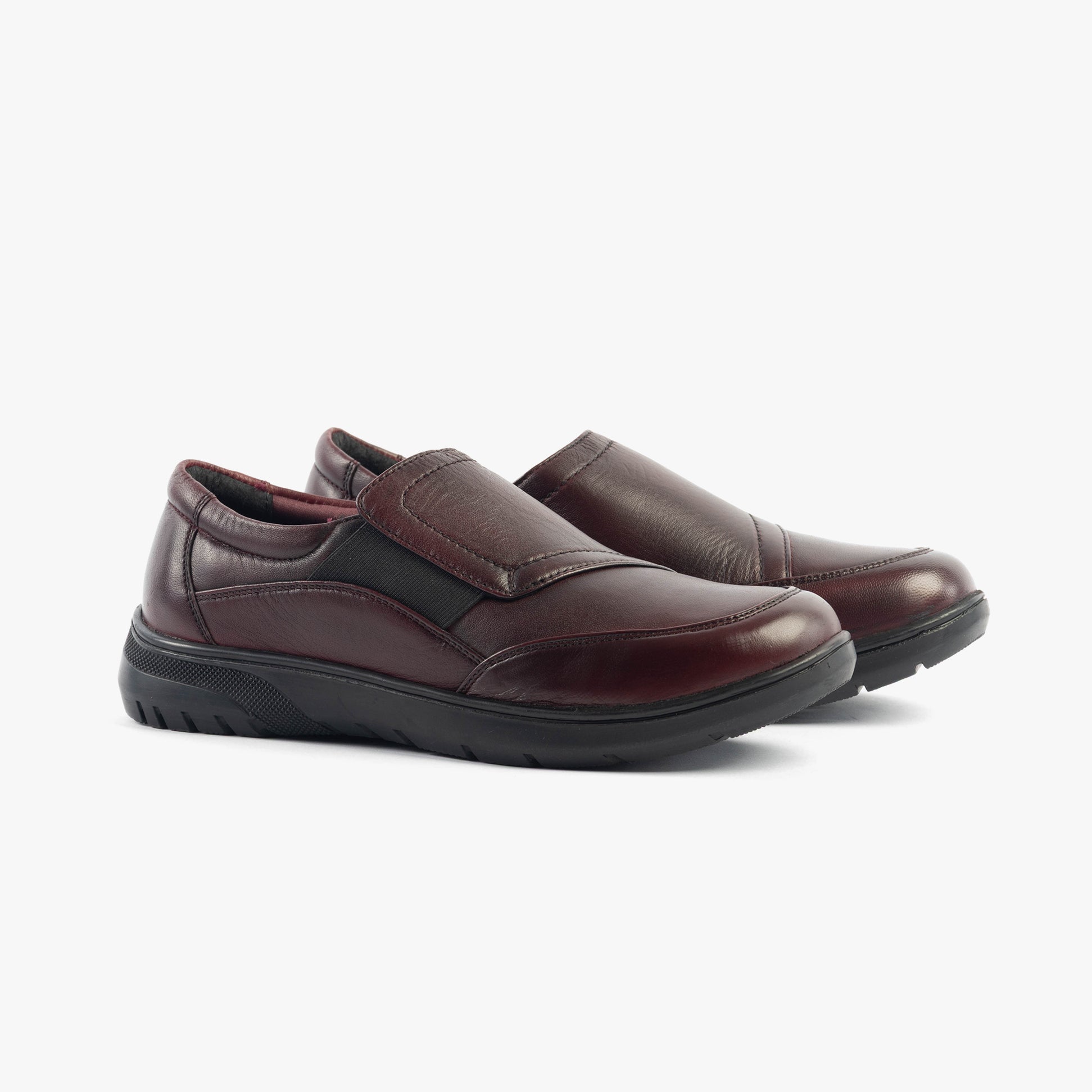Dr Keller CHLOE Womens Shoes Burgundy side view showcasing casual leather design and wide fit, perfect for comfort.