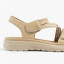 Dr Keller GINA Womens Sandals Beige side view with comfort features and touch fasten closure.