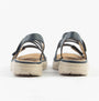 Dr Keller GINA Womens Sandals Navy rear view showing comfortable low heel and touch fastening design.