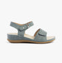 Dr Keller LUNA Womens Sandals Navy side view featuring faux leather, wedge heel, touch fasten design.